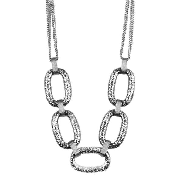 Gunmetal Gray Chunky Link Adjustable Statement Necklace OSFM Costume Jewelry - Picture 1 of 3